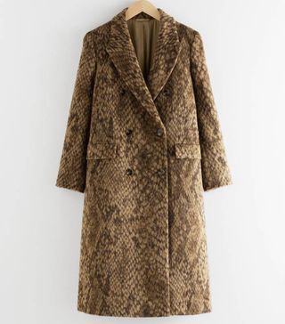 & Other Stories + Double Breasted Snake Print Coat