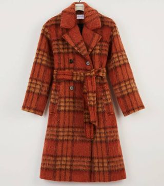 Warehouse + Check Double Belted Coat