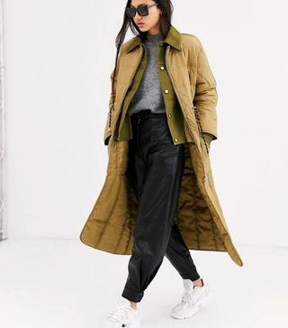 ASOS + Double Layer Long Line Padded Coat