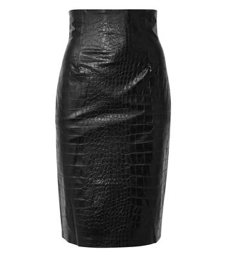 Nanushka + Ania Croc-Effect Vegan Faux Leather Pencil Skirt