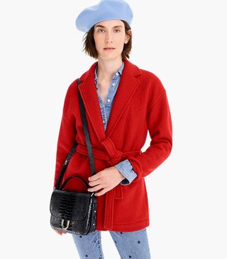 J.Crew + Camille Short Wrap Coat in Italian Boiled Wool