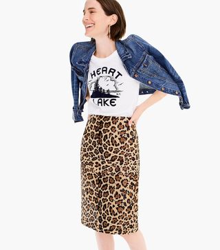 J.Crew + Collection Leopard Calf Hair Pencil Skirt