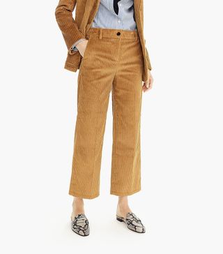 J.Crew + Wide-Leg Cropped Pants in Corduroy