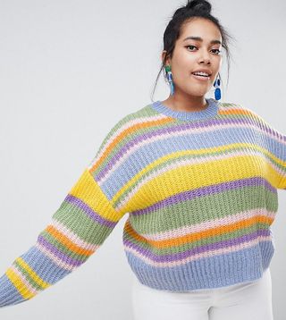 ASOS Curve + Cropped Sweater in Stripe