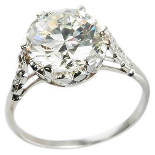 Vintage + Edwardian 3.36 Carat old European Cut Diamond Platinum Ring