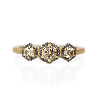 Satomi Kawakita + Triple Hexagon Champagne Diamond Ring