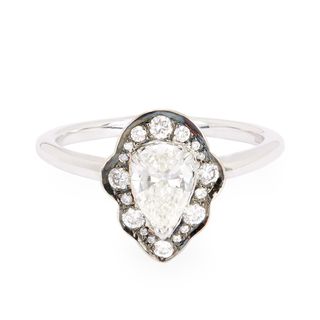 Anna Sheffield + White Gold Diamond Camellia Petal Ring