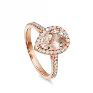 Astley Clarke + Morganite Tearoom Ring Pear Cut Stone Rose Gold