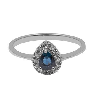 A B Davis + 9-Ct. White Gold Pear Sapphire and Diamond Engagement Ring