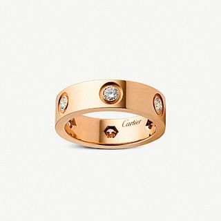 Cartier + Love 18k Pink-Gold and Diamond Ring