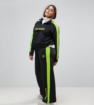 Puma + Exclusive to ASOS Plus Track Pant in Black and Lime Green