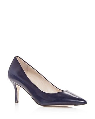 Cole Haan + Vesta Leather Pointed Toe Mid-Heel Pumps