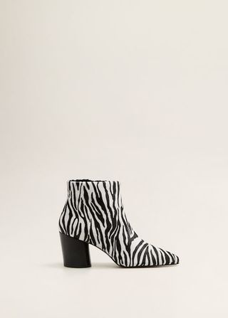 Mango + Zebra Leather Ankle Boots