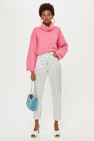 Topshop + Sateen Striped Mom Jeans