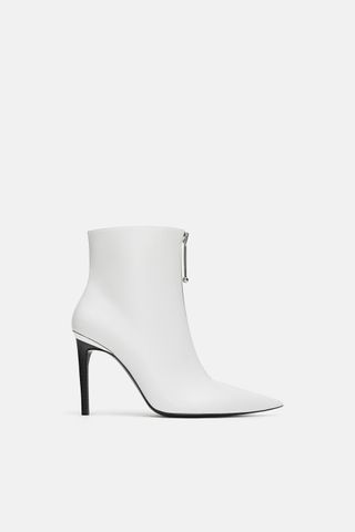 Zara + Zippered White Ankle Boots