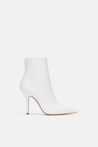 Zara + Leather Stiletto Heeled Ankle Boots