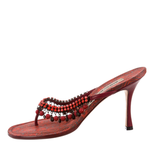 Manolo Blahnik + Embellished Slide Sandals