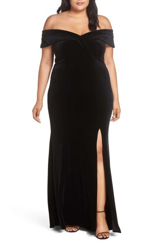 Xscape + Off the Shoulder Velvet Gown