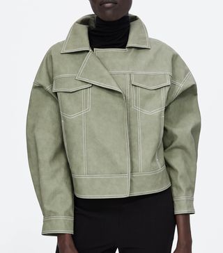 Zara + Jacket With Topstitching