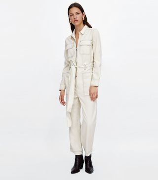 Zara + Jumpsuit With Contrast Topstitching