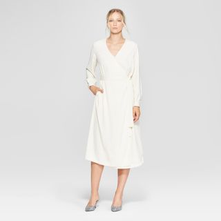 Who What Wear x Target + Long Sleeve Wrap Midi Dress