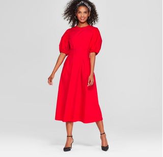 Who What Wear x Target + Puff Sleeve Midi Dress