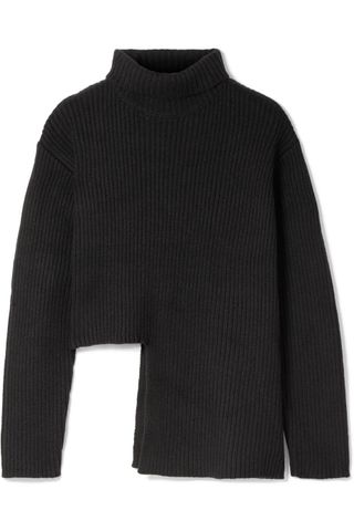 Ellery + Vallauris Asymmetric Merino Wool-Blend Turtleneck Sweater