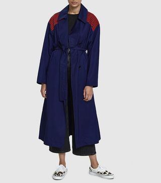 Dima Leu + Velvet Stripe Trench Coat