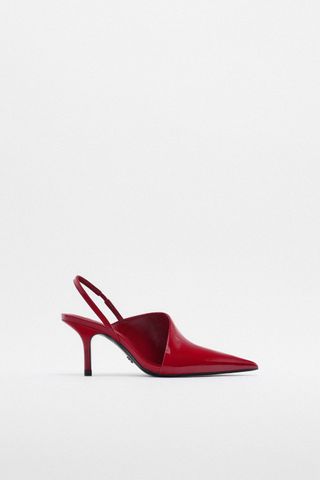 Zara + Asymmetrical Slingback Leather Shoes