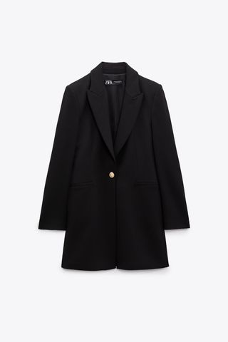 Zara + Single Button Long Blazer