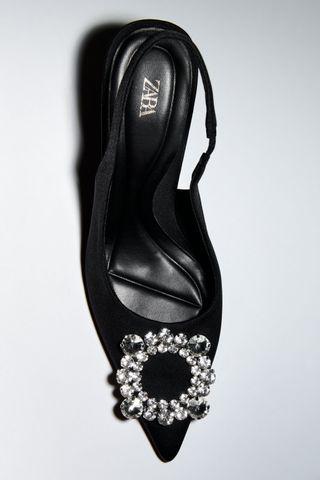 Zara + Embellished Heeled Slingbacks