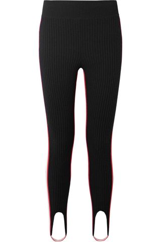 Calvin Klein + Striped Stretch-Wool Blend Stirrup Leggings