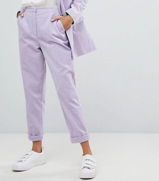 ASOS Design + Turn Up Tapered Cord Trousers