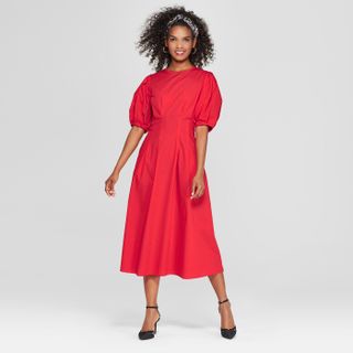 Who What Wear x Target + Puff Sleeve Midi Dress