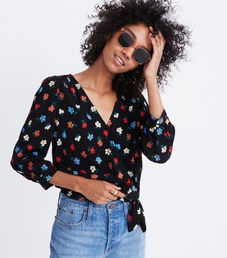 Madewell + Wrap Top in Pressed Flowers