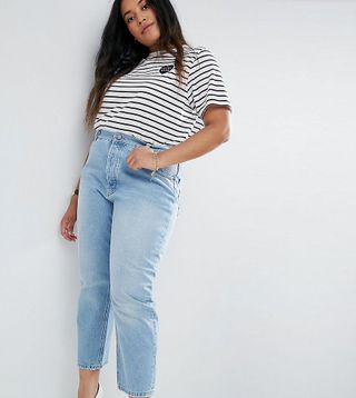 ASOS Curve + Florence Authentic Straight Leg Jeans in Light Mid Wash