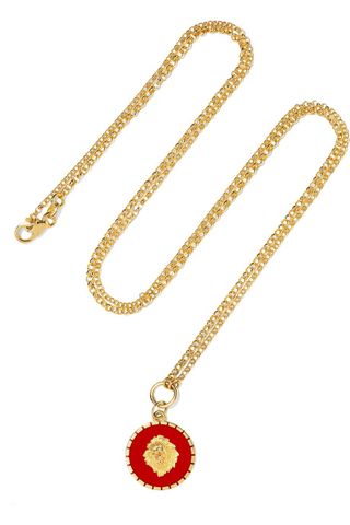 Foundrae + Strength 18-Karat Gold Enamel Necklace
