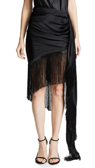 Vatanika + Fringe Trim Draped Skirt