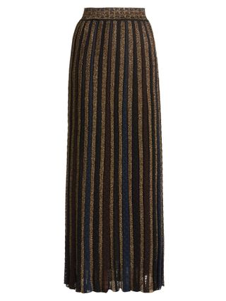 Missoni + Metallic-Striped Knitted Skirt