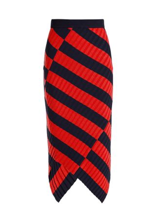Altuzarra + Mallory Asymmetric Striped Ribbed-Knit Midi Skirt