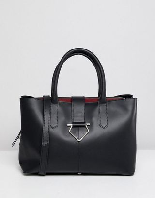 ASOS + Leather Soft Lock Tote Bag With Tablet Compartment