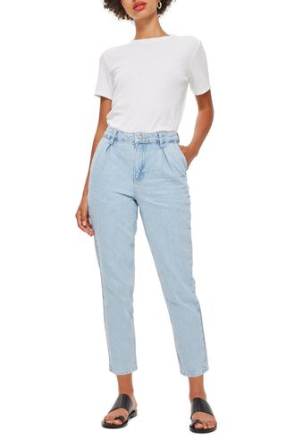 Topshop + Pleated Mom Jeans