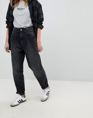 Pepe Jeans + Daisie High Waist Tapered Mom Jean With Pleat