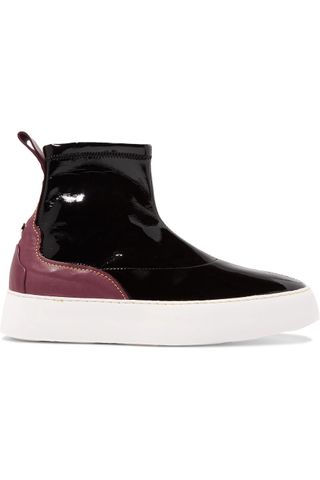 Ellery + Two-Tone Patent and Matte-Leather High-Top Sneakers