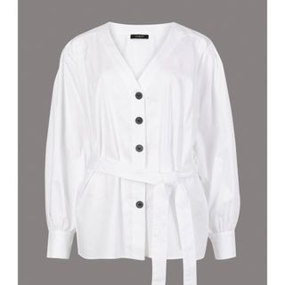 Marks & Spencer + Pure Cotton V-Neck Long Sleeved Shirt