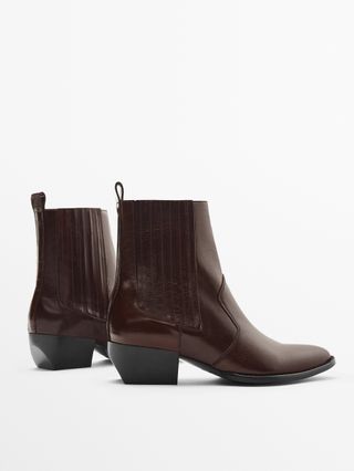 Massimo Dutti + Leather Cowboy-Style Chelsea Boots