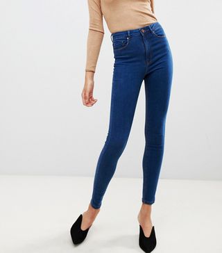 ASOS Design + Tall Ridley High-Waisted Skinny Jeans in Flat Blue Wsh