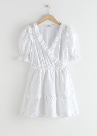 & Other Stories + Frilled Embroidered Mini Dress