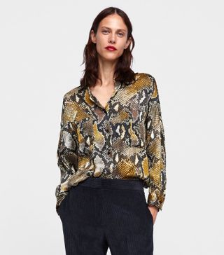 Zara + Oversized Snake Print Shirt