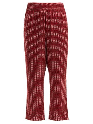 Asceno + Geometric-Print Silk Pyjama-Style Trousers
